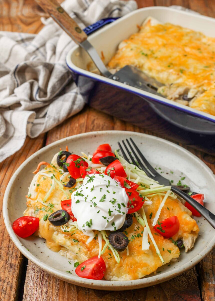 Green Chile Chicken and Black Bean Enchiladas