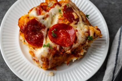 Pizza Casserole | Cookies and Cups