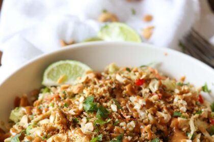 quinoa salad with a Thai-inspired dressing and crispy quinoa on top