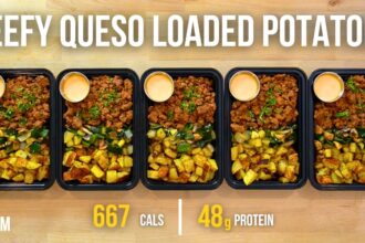 One of my Favorite Meal Prep Recipes Ever | Beefy Queso Loaded Potatoes