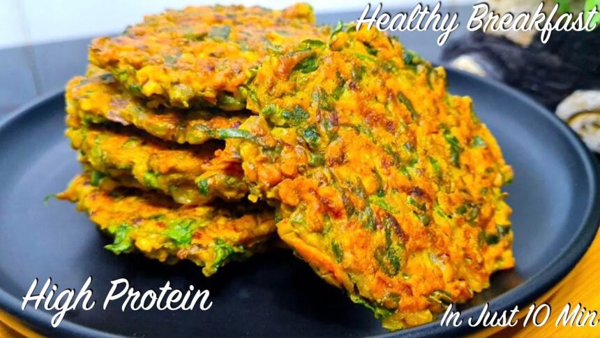 Instant High Protein Breakfast with Moong and Spinach | Breakfast Ideas | Healthy tiffin recipes