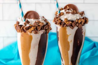 Chocolate Peanut Butter Swirl Milkshakes