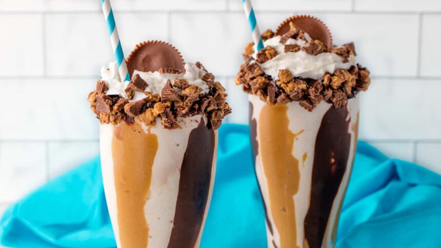 Chocolate Peanut Butter Swirl Milkshakes