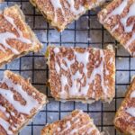 Pie bars with glaze drizzle on top.