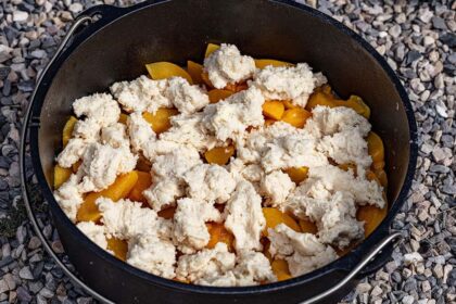 Camping Dutch Oven Peach Cobbler