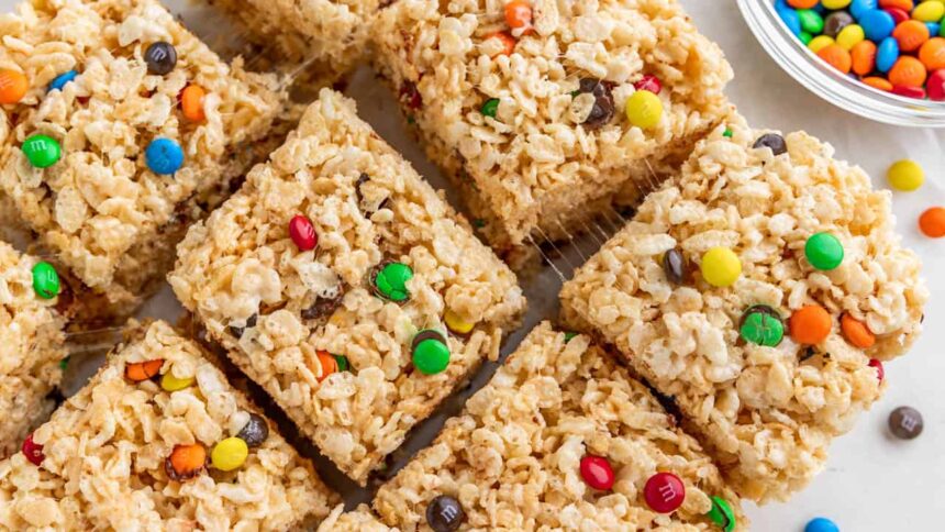 M&M Rice Krispie Treats - The Stay At Home Chef