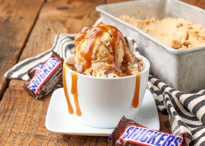 Snickers Ice Cream - Barefeet in the Kitchen