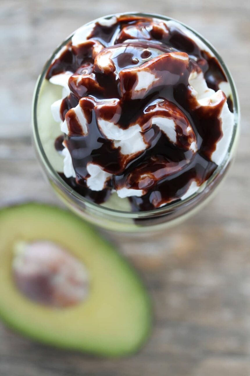 Bird's eye view of a sri lankan avocado shake.