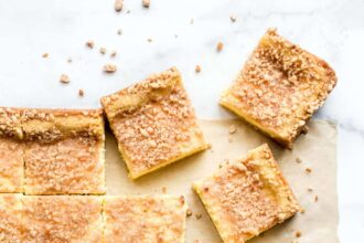 Sugar Cookie Cheesecake topped with toffee bits