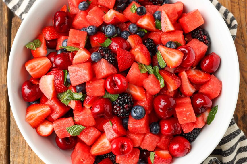 Watermelon Fruit Salad - Barefeet in the Kitchen