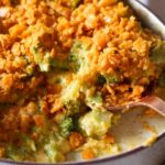 Broccoli Cheese Casserole in a baking dish