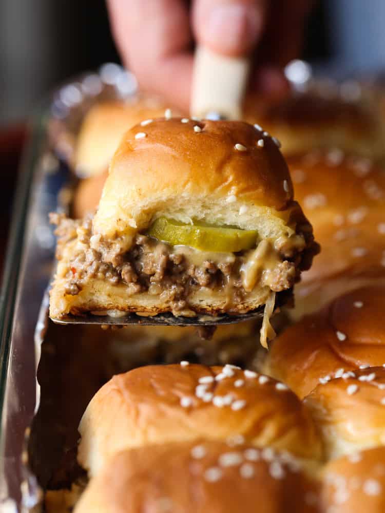 Crazy Delicious Cheeseburger Sliders | Cookies and Cups