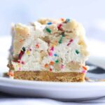 No Bake Cookie Dough Cheesecake with sprinkles