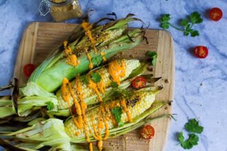 Grilled Street Corn With Aji Amarillo Queso [Vegan] – One Green Planet