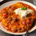 One Pot Lasagna Soup | Cookies and Cups