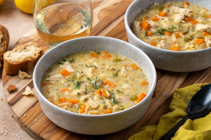 Lemon Chicken Orzo Soup | Cookies and Cups