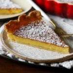 Lemon Chess Pie sliced on a plate