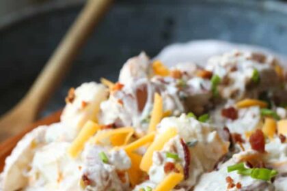 Loaded Baked Potato Salad Recipe with bacon and cheddar cheese