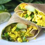 Spicy Tofu Scramble and Avocado Breakfast Burrito