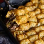 Spoonful of tater tot casserole.