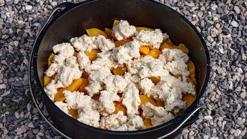 Camping Dutch Oven Peach Cobbler