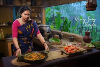 Rainy day Special Recipes | Spicy Egg rice & Butter mixed Fried Veggies for Lunch | Traditional Life