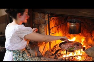 Making Dinner in 1796 |Fire Cooking Delicious Meat| ASMR Real Historic Recipes