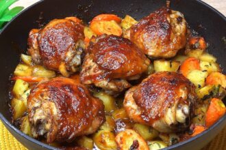 Ich koche es fast jeden Tag! Abendessen mit Hähnchenschenkeln in einer Pfanne!