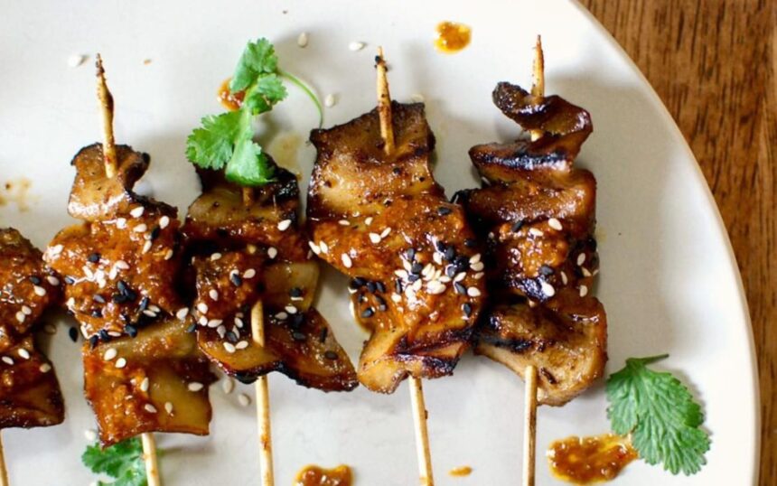 King Oyster Skewers With Spicy Peanut-Ginger Sauce [Vegan, Gluten-Free] – One Green Planet