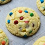 Cake mix cookies with M&Ms.