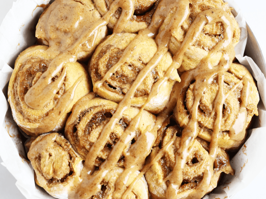 Pumpkin Cinnamon Buns With Maple Caramel Glaze [Vegan] – One Green Planet