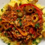 Vegan Gluten-Free Oyster Mushroom Ropa Vieja with rice