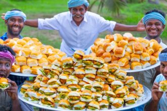 INDIAN BURGER | VADA PAV | Indian Street Food Recipe Making in Village | Rainy Day Cooking