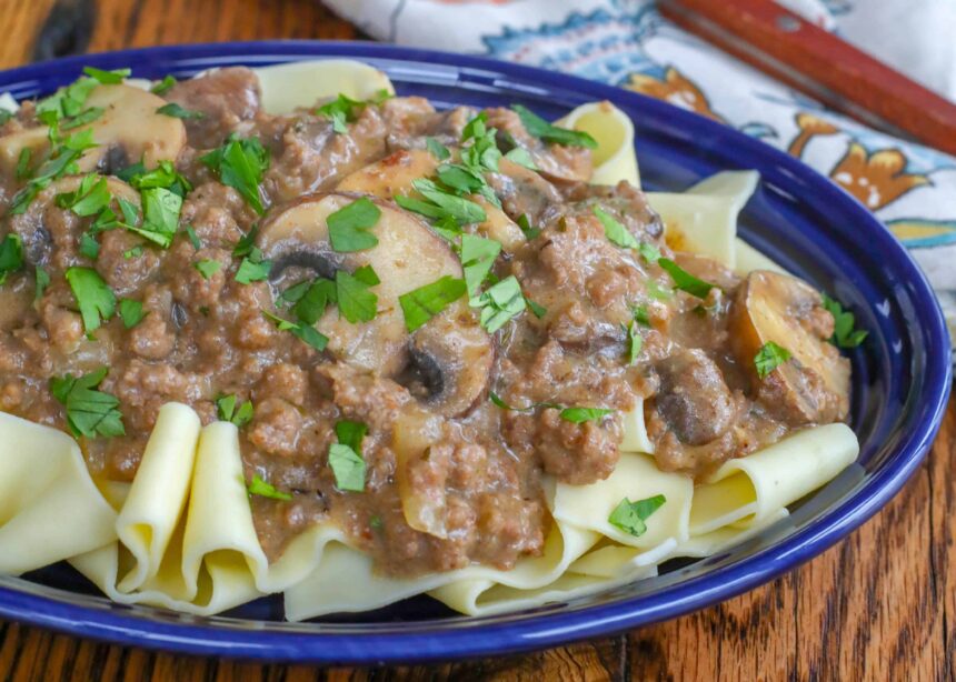 Ground Beef Stroganoff - Barefeet in the Kitchen