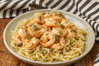 Weeknight Shrimp Piccata - Barefeet in the Kitchen