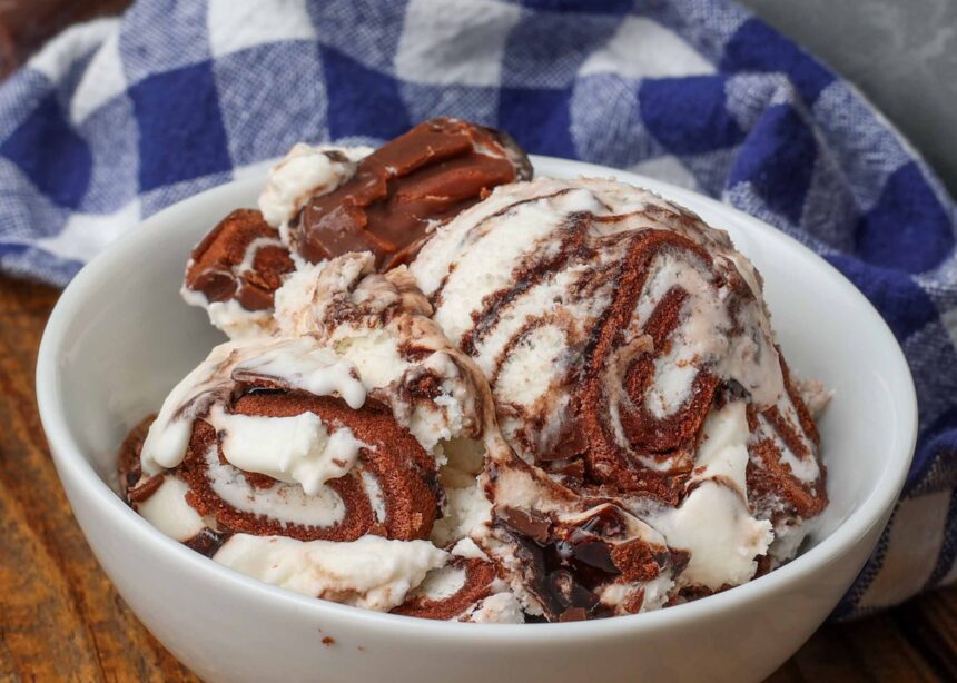 Swiss Roll Ice Cream - Barefeet in the Kitchen