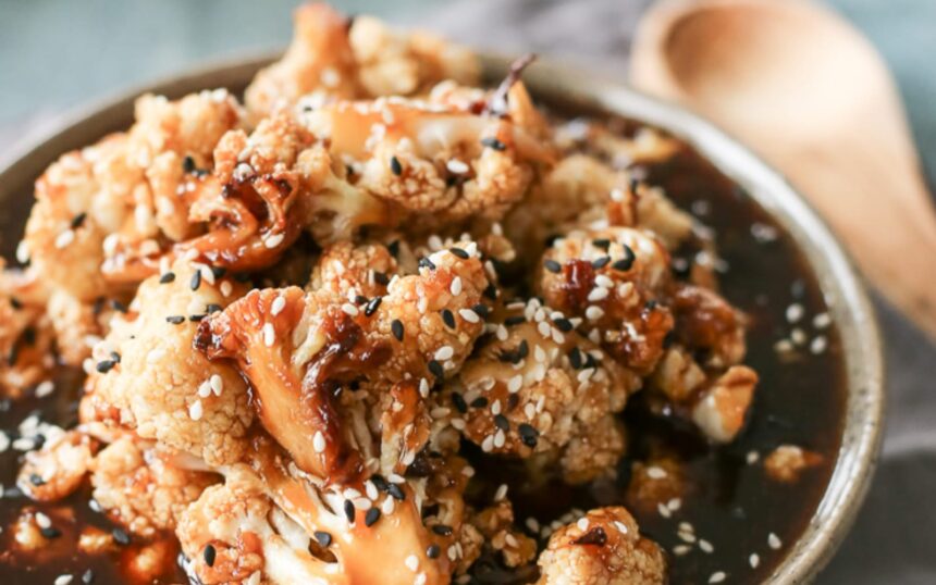 Vegan Teriyaki Style Roasted Cauliflower