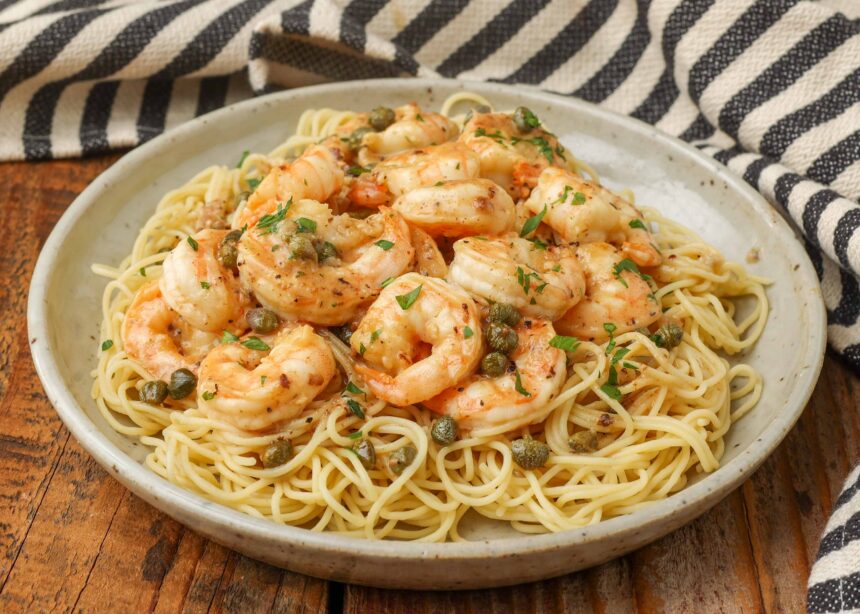 Weeknight Shrimp Piccata - Barefeet in the Kitchen