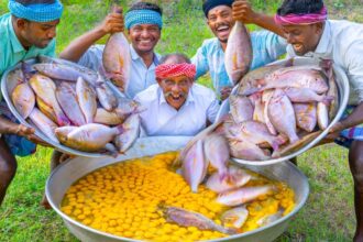 FISH OMELETTE | Emperor Fish Omelette Recipe Cooking In Village | Steamed Fish Recipe