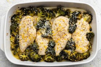 Lemon Garlic Chicken Broccoli Bake