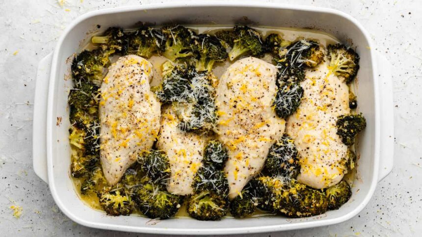 Lemon Garlic Chicken Broccoli Bake