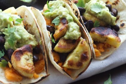 Plantain Sweet Potato Tacos With Guacamole [Vegan, Gluten-Free]