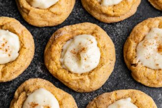 Pumpkin Cheesecake Thumbprint Cookies