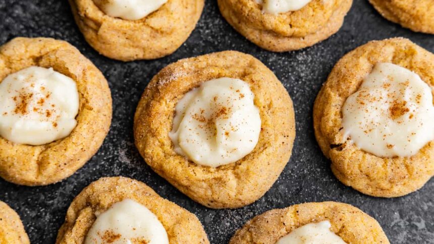 Pumpkin Cheesecake Thumbprint Cookies