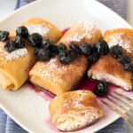 Vegan Nut-Free Cream Cheese Blintzes With Blueberry Drizzle