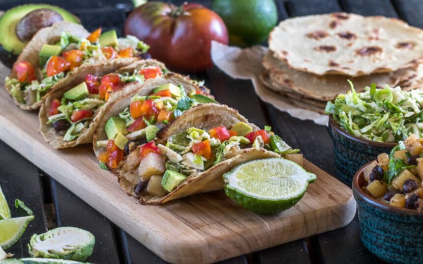 Potato Tacos With Brussels Sprouts Slaw and Quinoa Tortillas [Vegan, Grain-Free] – One Green Planet