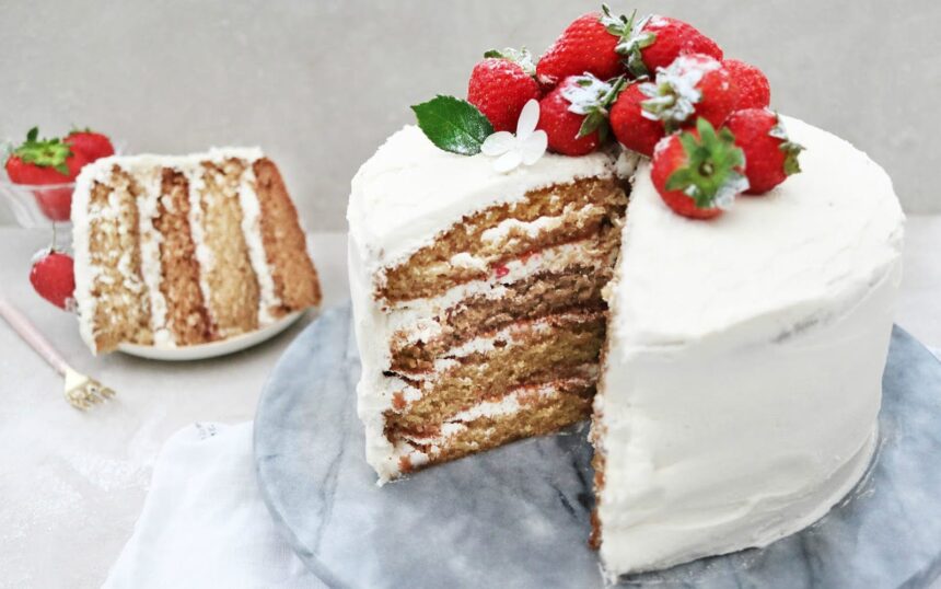 Vanilla Sponge Cake With Buttercream Frosting and Strawberry Jam [Vegan, Gluten-Free] – One Green Planet