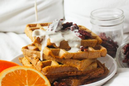 Pumpkin Pie Waffles With Cream Cheese Icing [Vegan] – One Green Planet