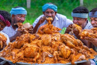 FULL CHICKEN BIRYANI | Whole Chicken Biryani Cooking & Eating in Village | Arabian Biryani Recipe