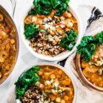 Vegan Gluten-Free Pumpkin Chili With Wild Rice with garnish